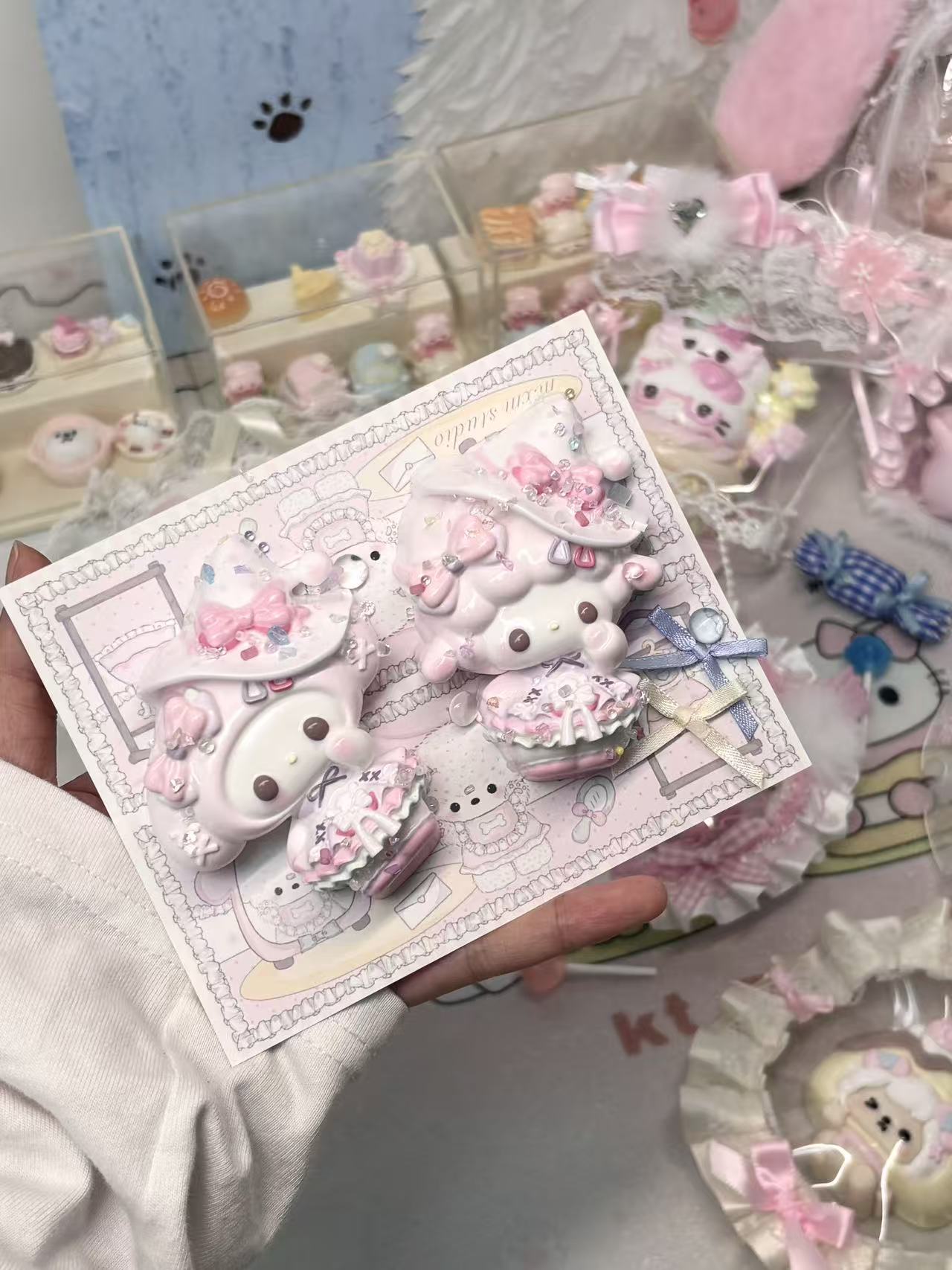 Handmade Kawaii Squishy Gift Set | Whipped Cream Slow Rising | Pink Bunny Macaron Lolita Decoden Collection | Food Grade Silicone