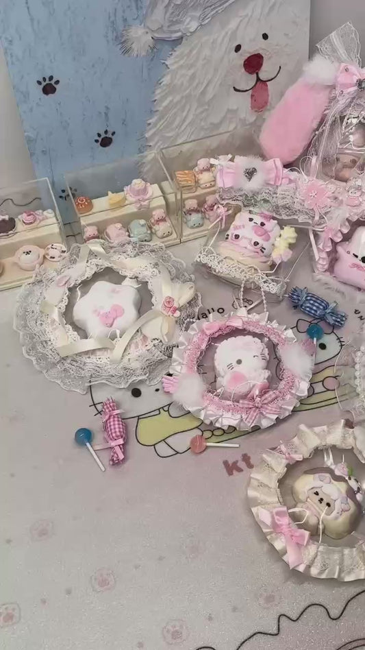 Handmade Kawaii Squishy Gift Set | Whipped Cream Slow Rising | Pink Bunny Macaron Lolita Decoden Collection | Food Grade Silicone