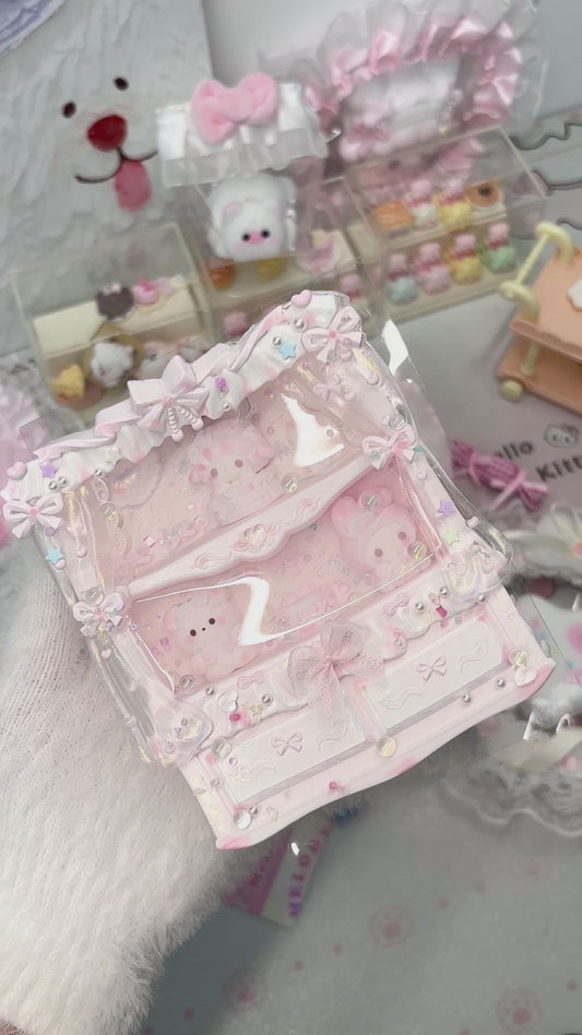 Handmade Kawaii Dresser Squishy | Whipped Cream Slow Rising | Pink Lolita Decoden Square Charm | Food Grade Silicone