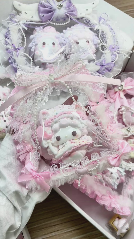 Handmade Kawaii Heart Squishy | Whipped Cream Slow Rising | Pink Lolita Decoden Keychain | Food Grade Silicone